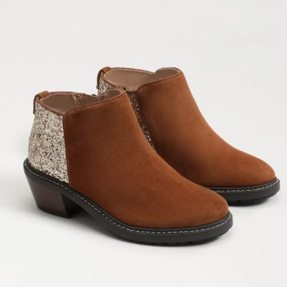 Sam Ederman Pryce Kids Brown Suede Ankle Boots Size 13